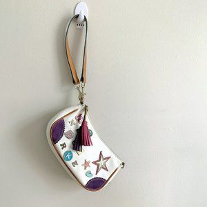 Vintage Dooney and Bourke Wristlet Shoulder Bag Metal Letters Tassles